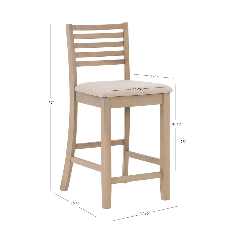 Tabouret de comptoir à dossier en échelle de 24 pouces en similicuir/tissu