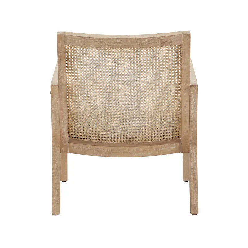Silla decorativa de ratán de tela con acabado natural