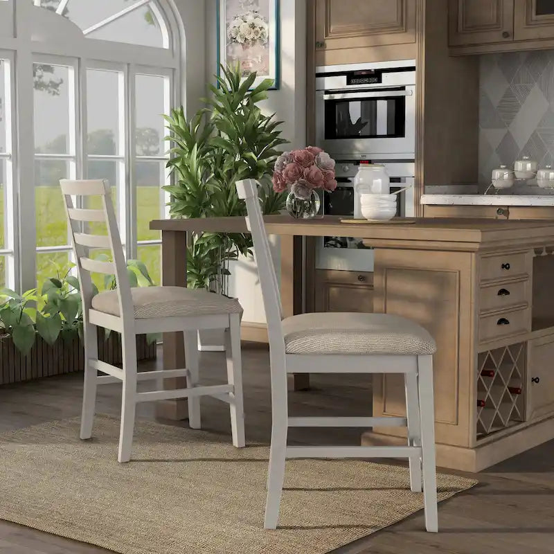 Sillas altas blancas de madera estilo farmhouse (juego de 2)