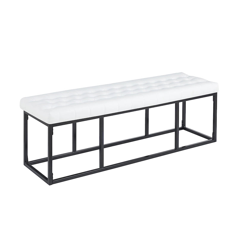 Banco decorativo de cuero sintético con base de estructura metálica