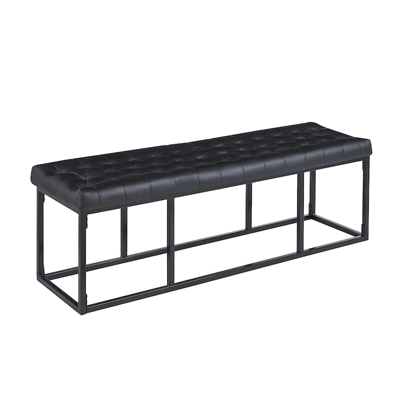 Banco decorativo de cuero sintético con base de estructura metálica
