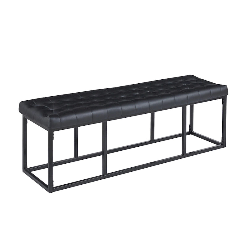 Banco decorativo de cuero sintético con base de estructura metálica