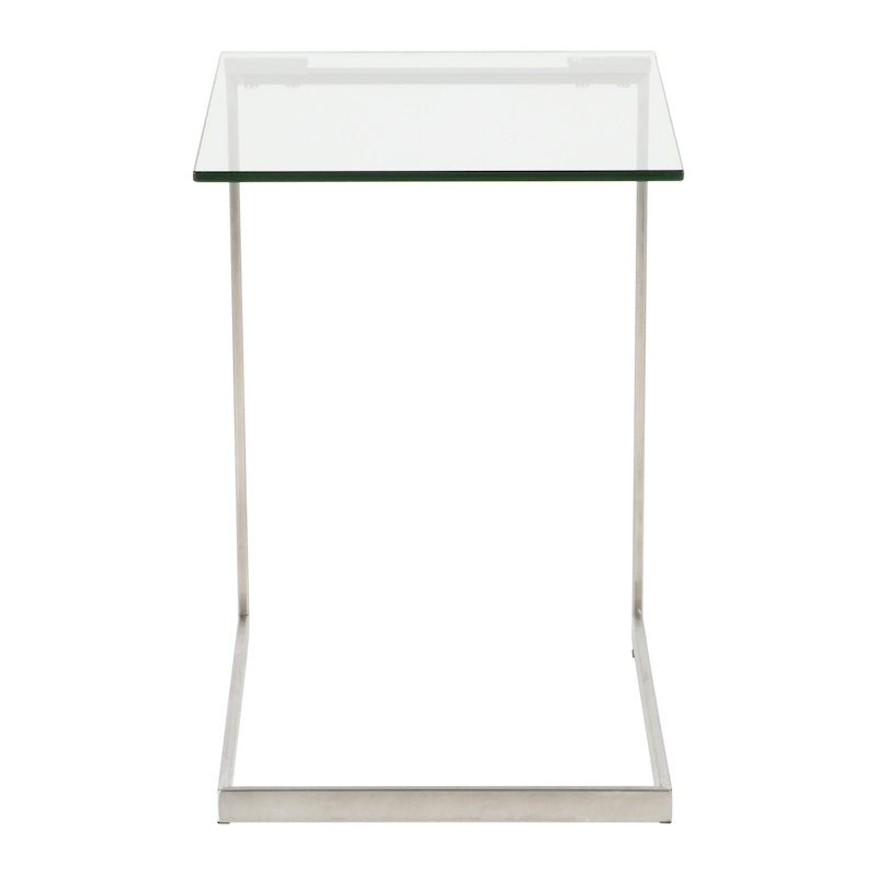 Beistelltisch aus Edelstahl und Glas