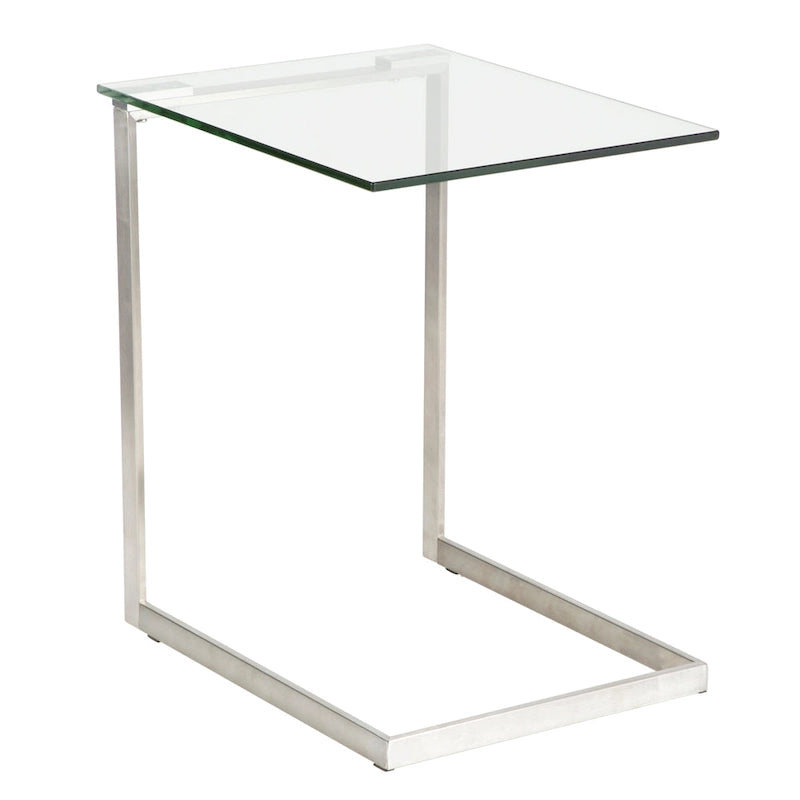 Beistelltisch aus Edelstahl und Glas