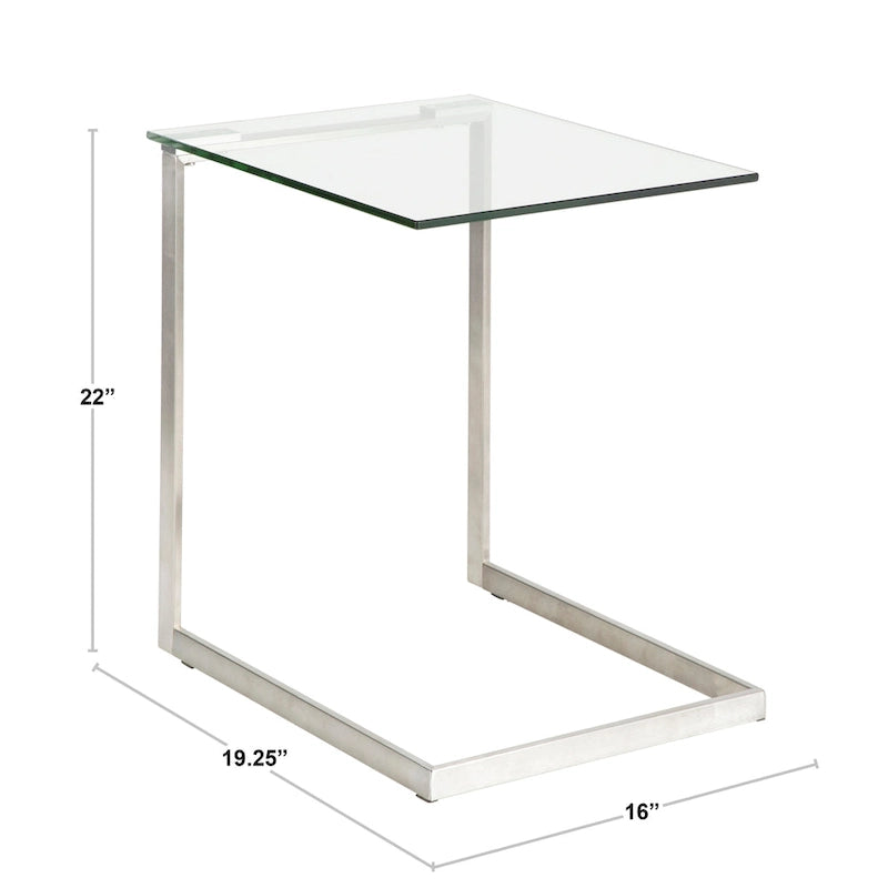 Beistelltisch aus Edelstahl und Glas