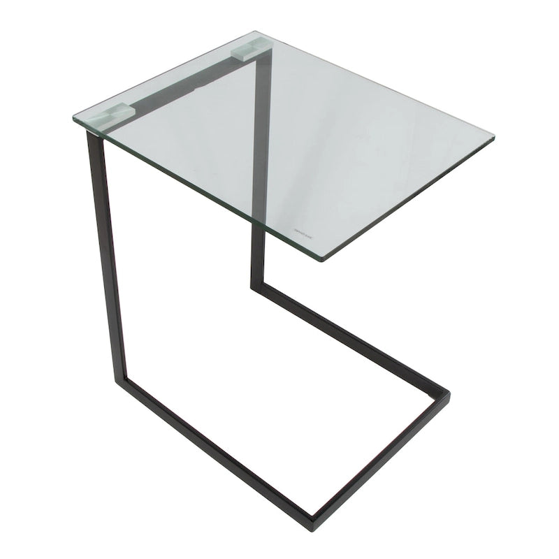 Beistelltisch aus Edelstahl und Glas
