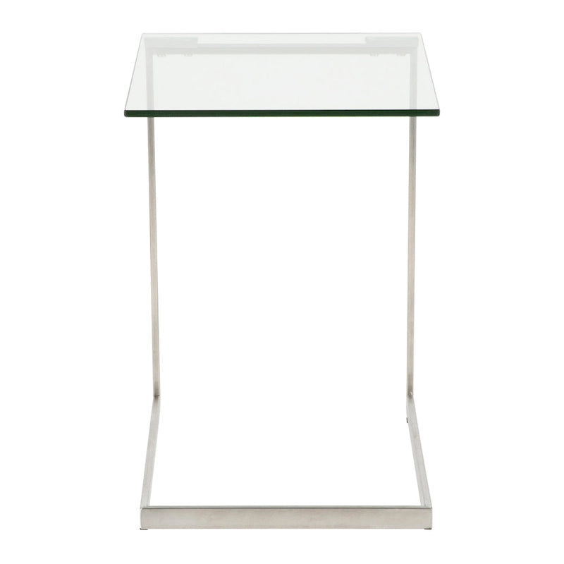 Beistelltisch aus Edelstahl und Glas