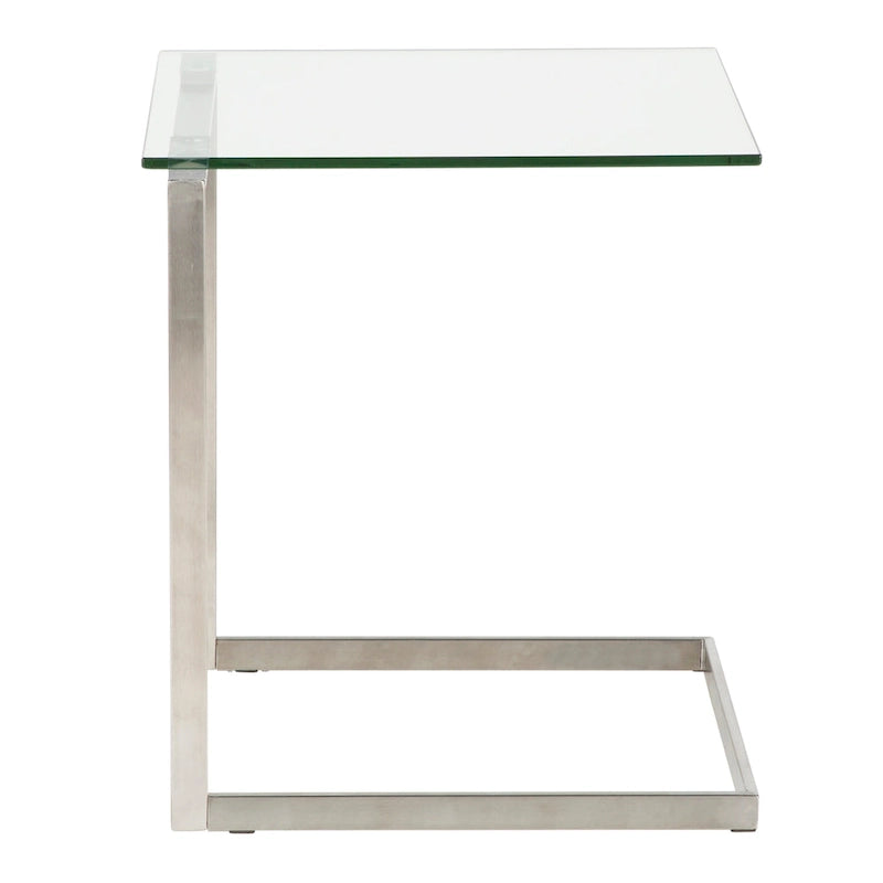 Beistelltisch aus Edelstahl und Glas
