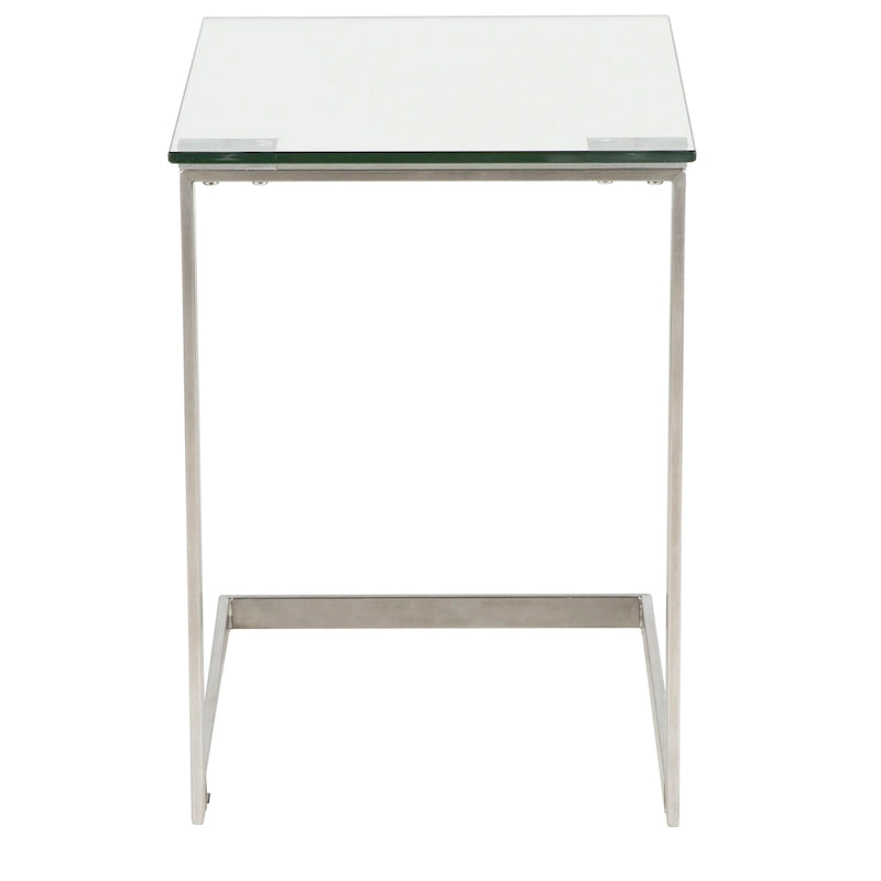 Beistelltisch aus Edelstahl und Glas