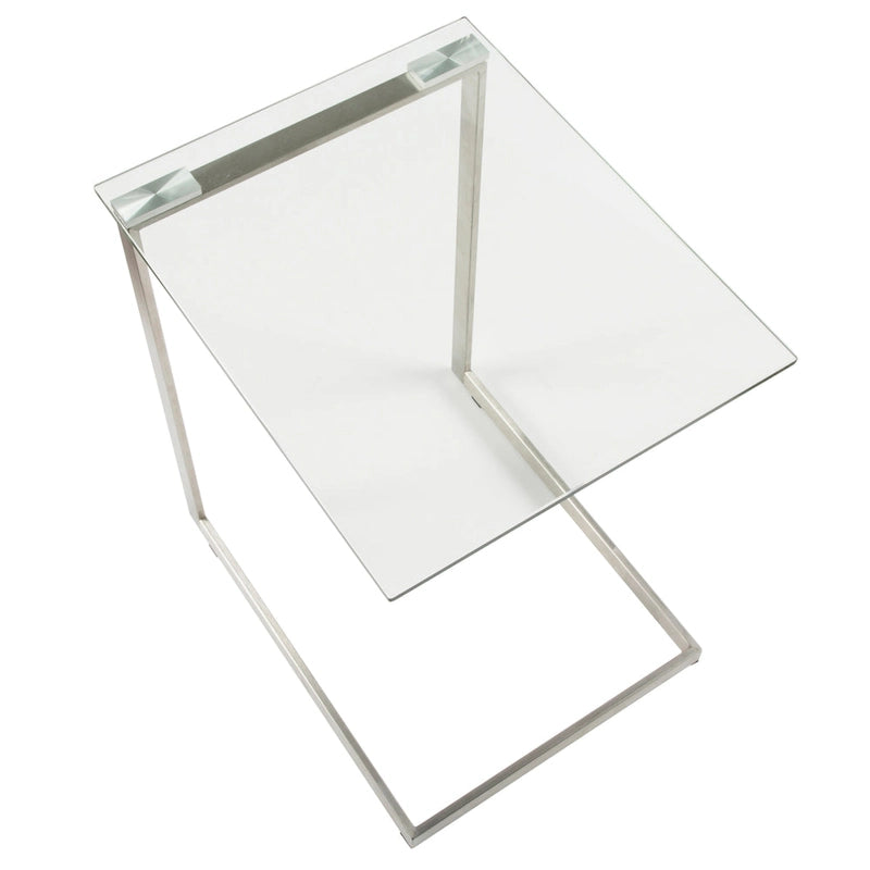 Beistelltisch aus Edelstahl und Glas