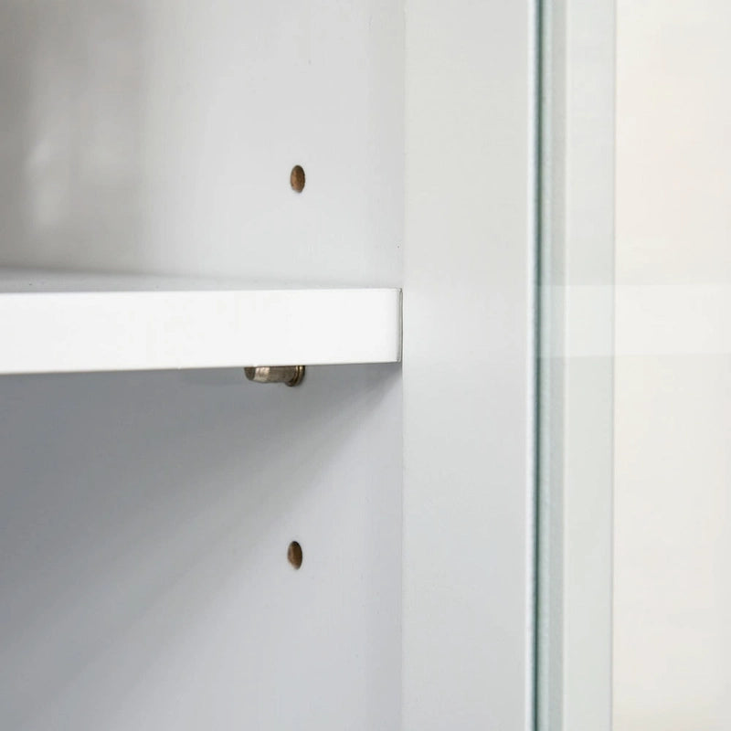 Aparador y vitrina de cocina decorativos de madera con puerta con marco de vidrio y espacio para microondas