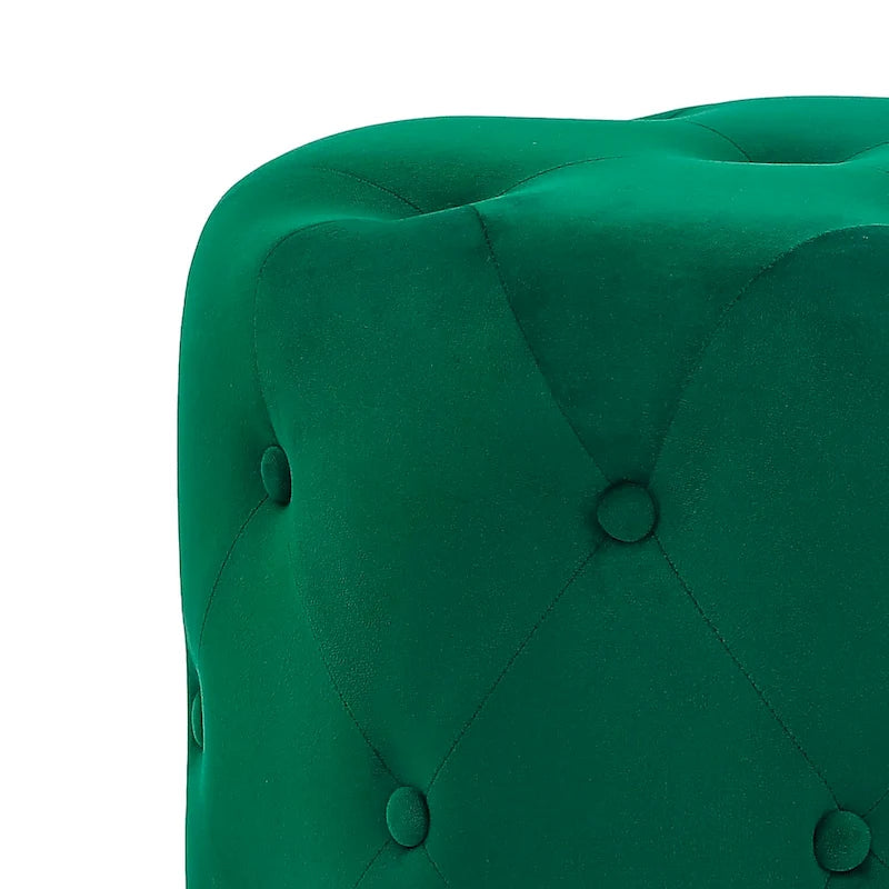 Ronde fluwelen voetenbank voor de kaptafel, met goudkleurig onderstel