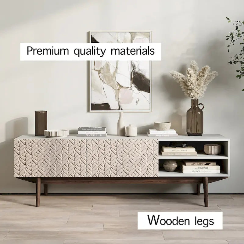 Mueble para TV con patas de madera, diseño escandinavo moderno de estilo mid-century