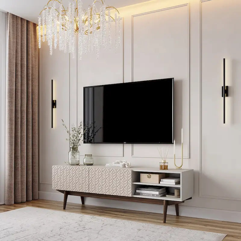 Mueble para TV con patas de madera, diseño escandinavo moderno de estilo mid-century