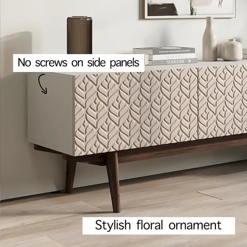 TV-Ständer mit Holzbeinen im modernen skandinavischen Mid-Century-Design