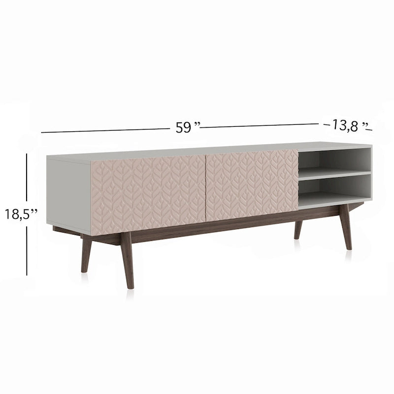 TV-Ständer mit Holzbeinen im modernen skandinavischen Mid-Century-Design