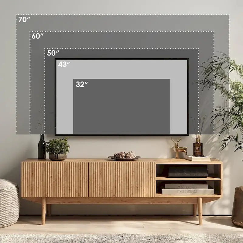 TV-Ständer mit Holzbeinen im modernen skandinavischen Mid-Century-Design