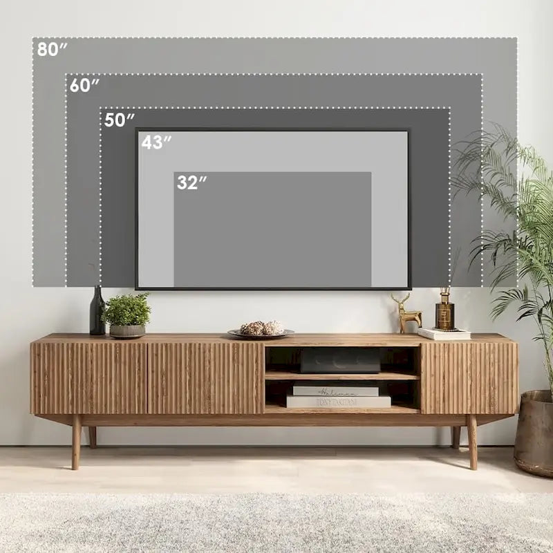 TV-Ständer mit Holzbeinen im modernen skandinavischen Mid-Century-Design