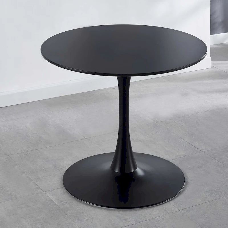 Mesa de comedor redonda con pedestal de 31.5", estilo mid-century para 2-4 personas, superficie de MDF con base de metal