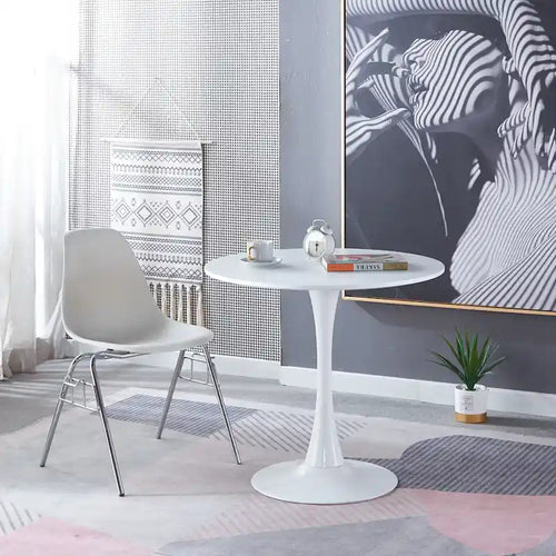 Mesa de comedor redonda con pedestal de 31.5", estilo mid-century para 2-4 personas, superficie de MDF con base de metal
