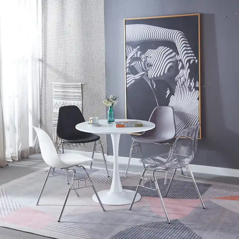 Mesa de comedor redonda con pedestal de 31.5", estilo mid-century para 2-4 personas, superficie de MDF con base de metal
