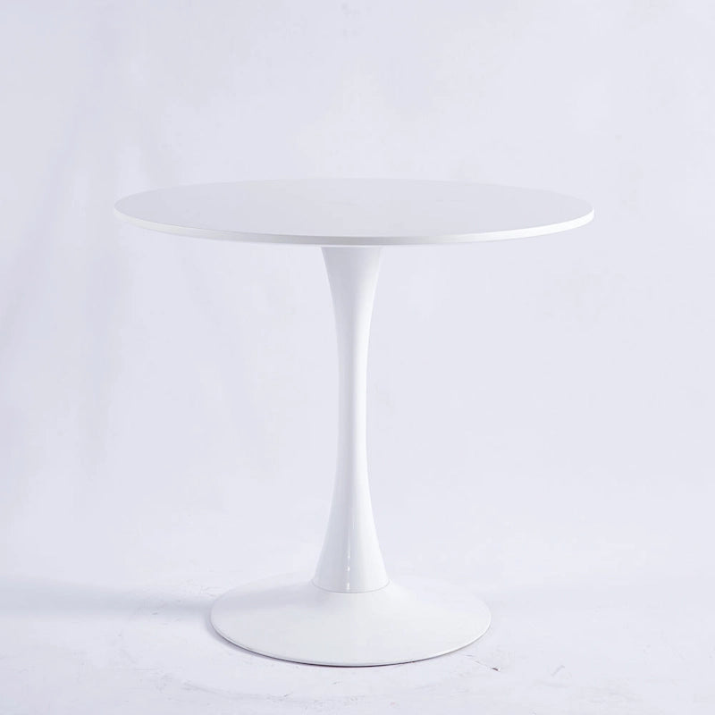 Okrągły stół jadalniany 31.5" na centralnej nodze, styl mid-century dla 2-4 osób, blat MDF z metalową podstawą