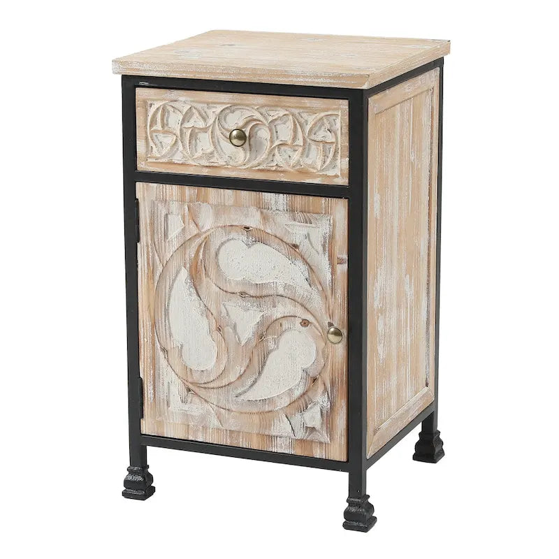 Table de chevet rustique avec tiroir et meuble à 1 porte