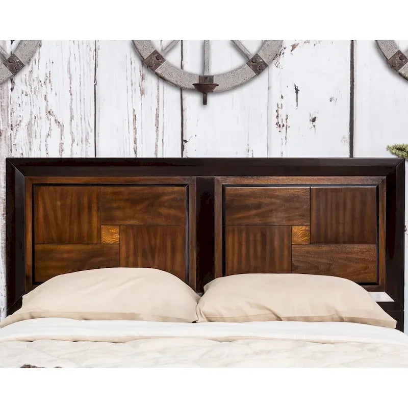 Cama rústica de panel de madera maciza de nogal