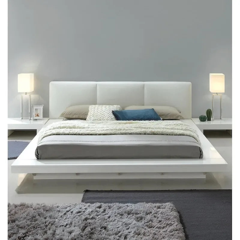 Carbon Loft Ballingham Gloss White Low Profile Upholstered Bed