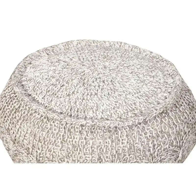 Natürlicher Pouf-Ottoman im Zopfmuster