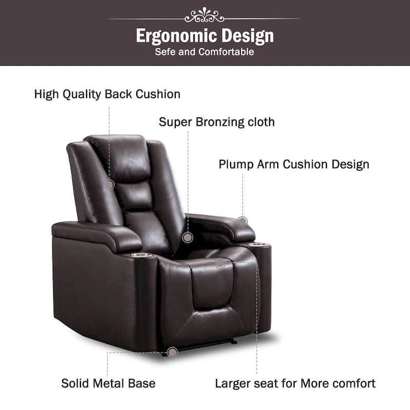 Poltrona reclinabile in pelle per home theater