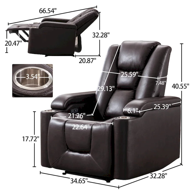 Poltrona reclinabile in pelle per home theater