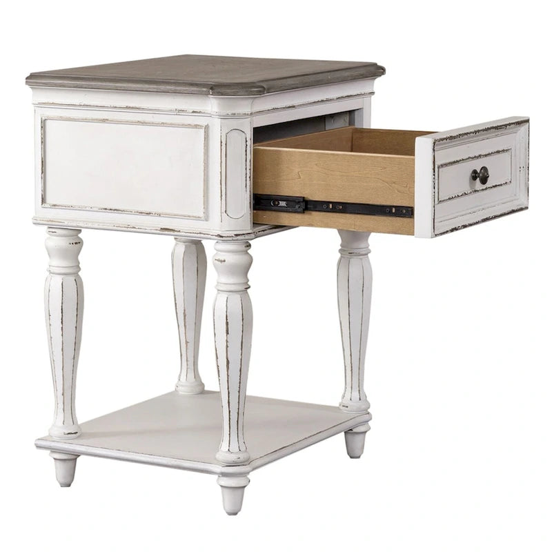 Table de chevet à pieds blanc antique