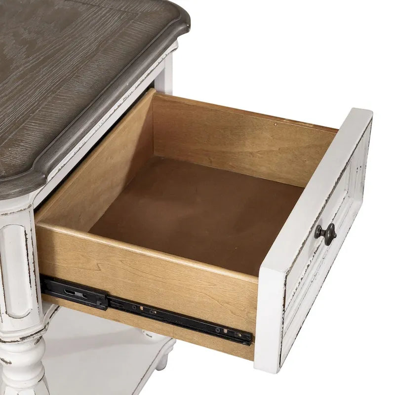 Table de chevet à pieds blanc antique
