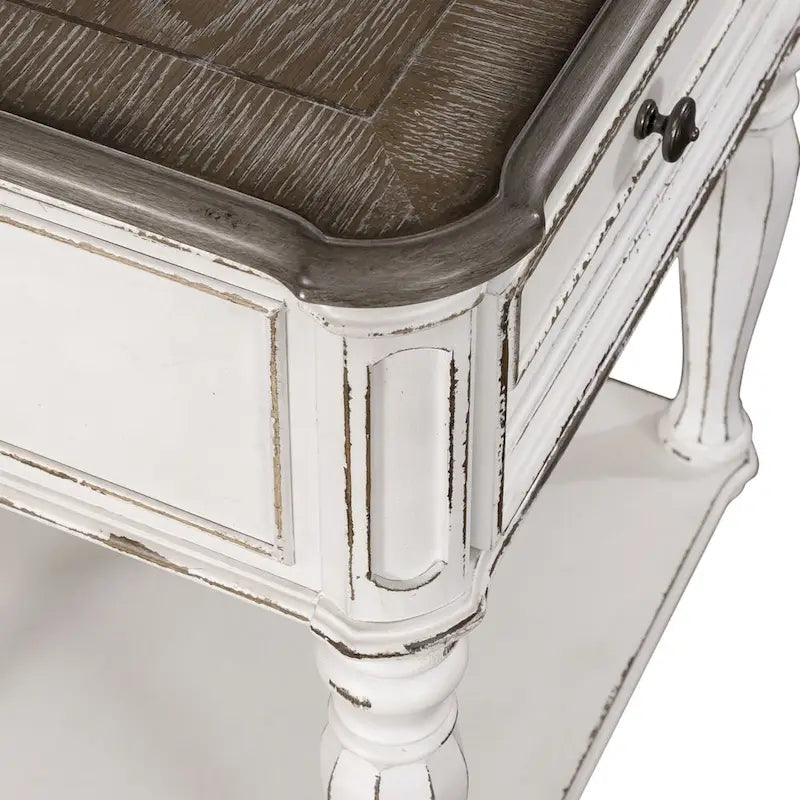 Table de chevet à pieds blanc antique