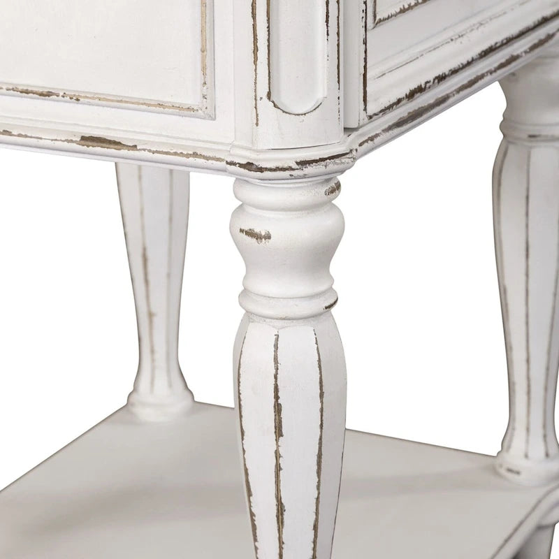 Table de chevet à pieds blanc antique