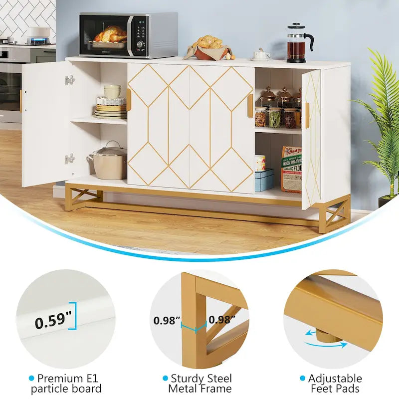 Aparador de 4 puertas con estante ajustable