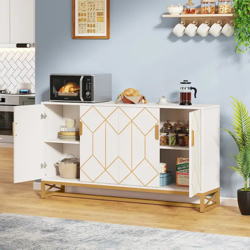 Credenza contenitore buffet a 4 ante con ripiano regolabile