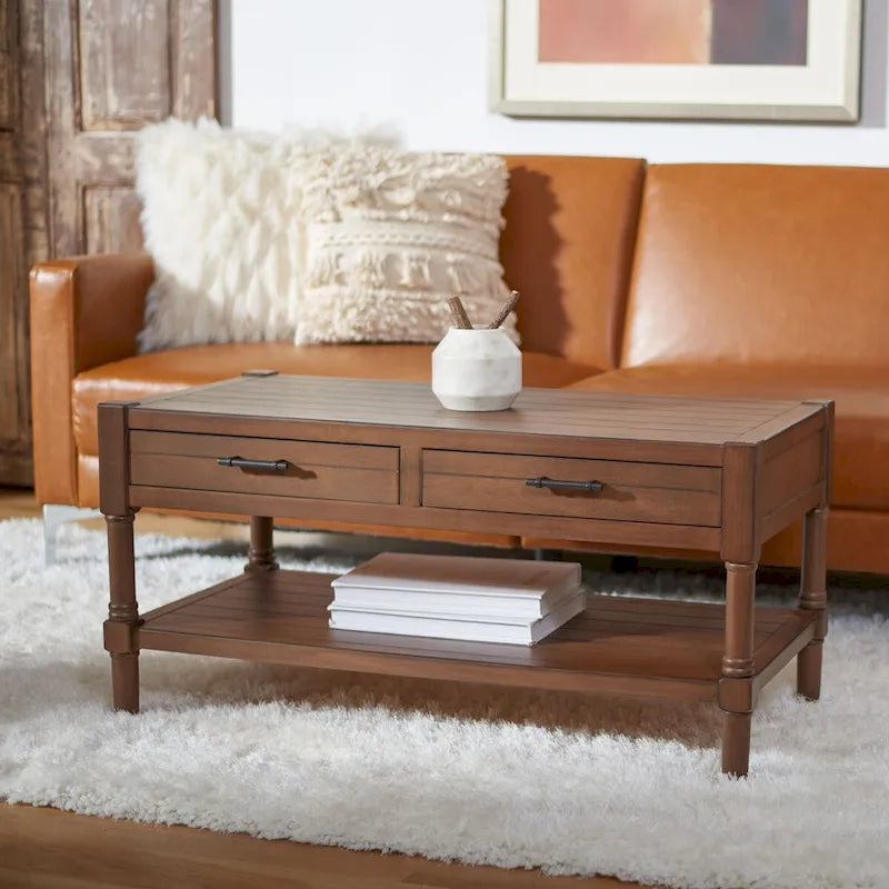 Mesa de centro con 2 cajones y estante inferior - 37.8"W x 19"D x 19"H