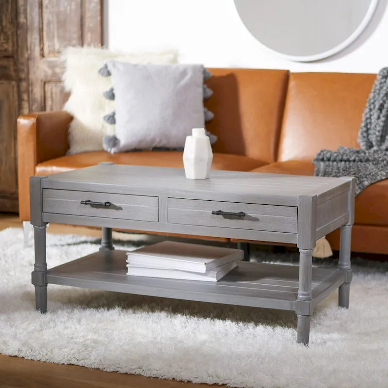 Mesa de centro con 2 cajones y estante inferior - 37.8"W x 19"D x 19"H