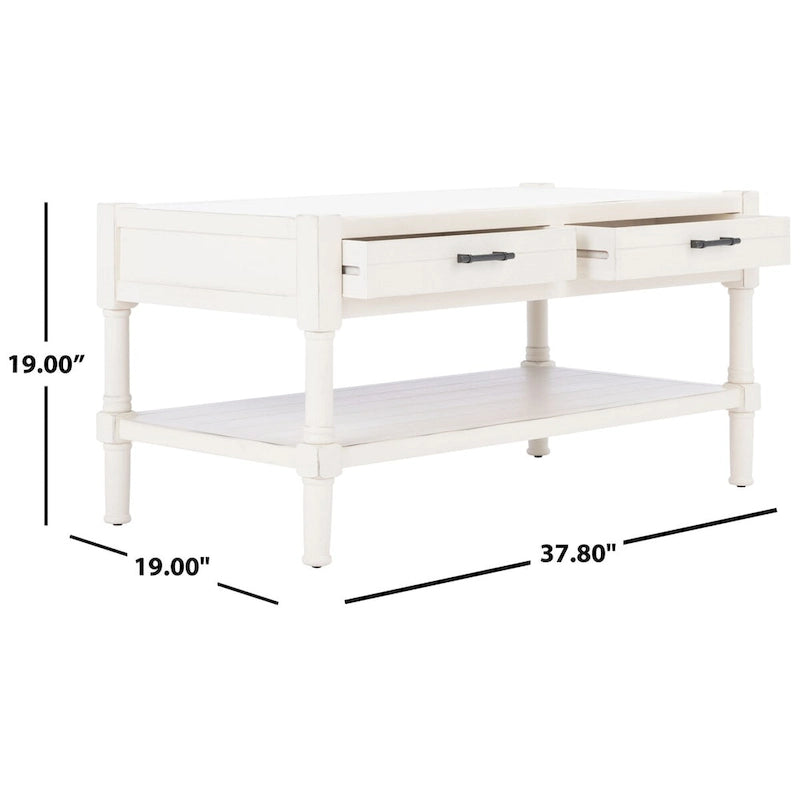 Mesa de centro con 2 cajones y estante inferior - 37.8"W x 19"D x 19"H