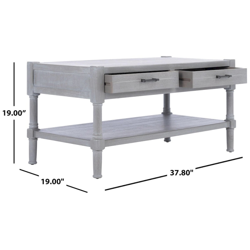 Mesa de centro con 2 cajones y estante inferior - 37.8"W x 19"D x 19"H