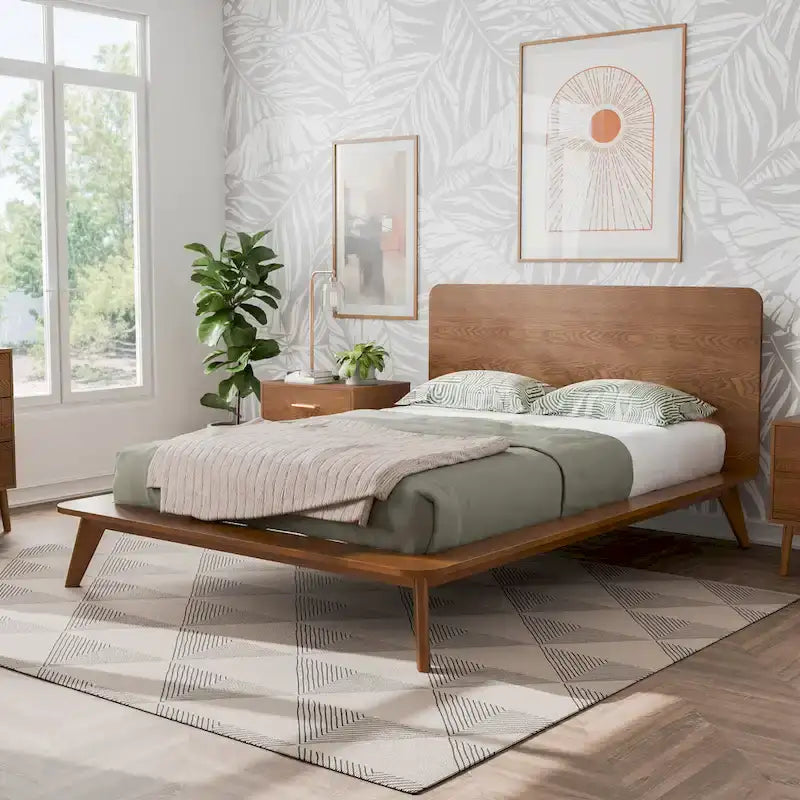 Furniture of America Beau Midcentury Low Profile Wood Platform Bed