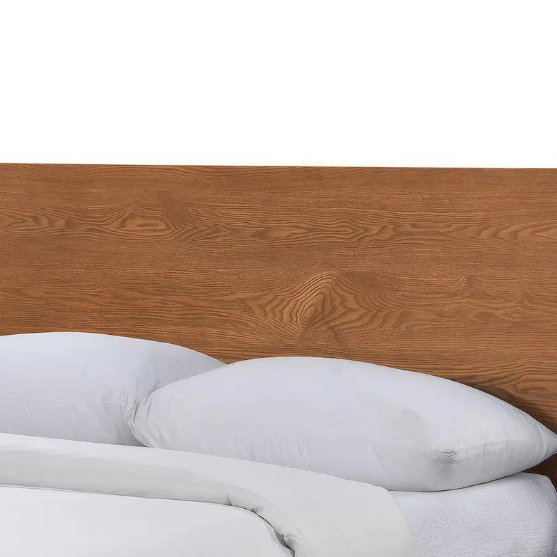 Cama de plataforma de madera de perfil bajo de estilo mid-century