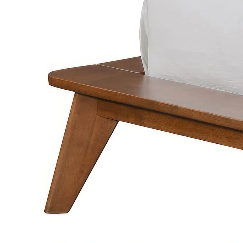 Cama de plataforma de madera de perfil bajo de estilo mid-century