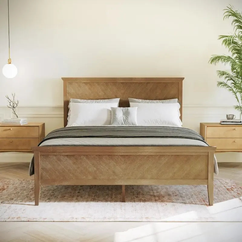 Solid Wood Platform Bed Frame with Headboard and Footboard