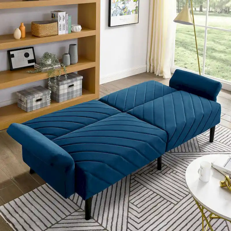 Sofá cama convertible de terciopelo de 87" con reposabrazos ajustables