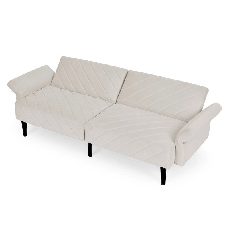 Divano letto trasformabile in velluto da 87" con braccioli regolabili