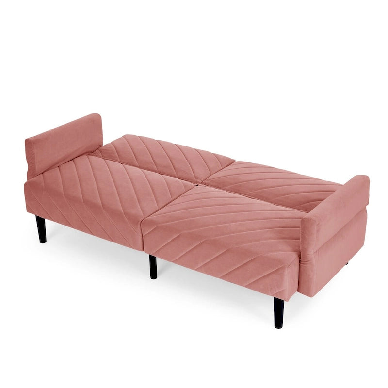 Divano letto trasformabile in velluto da 87" con braccioli regolabili