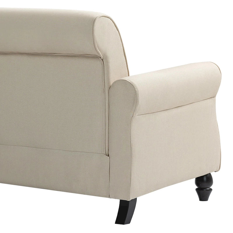 Sofa 73" mit Nagelkopfbesatz & gerollten Armlehnen